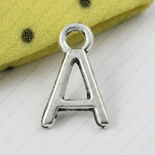 Pendant. Fashion Zinc Alloy Jewelry Findings. Letter 8x12mm. Sold by Bag