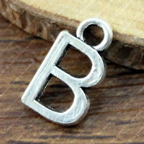 Pendant. Fashion Zinc Alloy Jewelry Findings. Letter 8x12mm. Sold by Bag