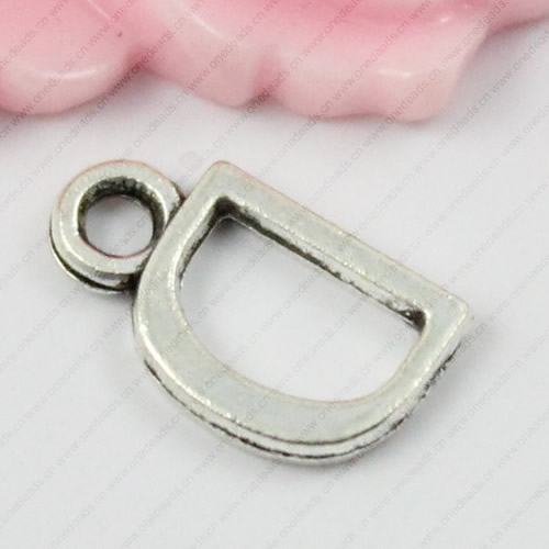 Pendant. Fashion Zinc Alloy Jewelry Findings. Letter 8x12mm. Sold by Bag