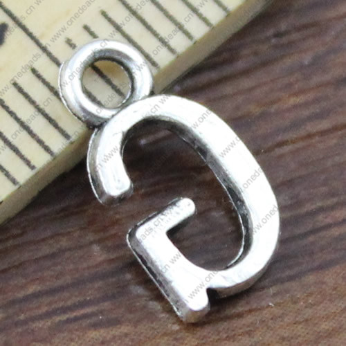 Pendant. Fashion Zinc Alloy Jewelry Findings. Letter 7x12mm. Sold by Bag