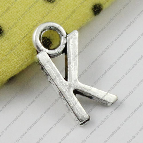 Pendant. Fashion Zinc Alloy Jewelry Findings. Letter 6x12mm. Sold by Bag