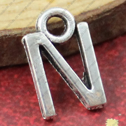 Pendant. Fashion Zinc Alloy Jewelry Findings. Letter 7x11mm. Sold by Bag