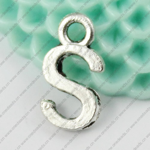 Pendant. Fashion Zinc Alloy Jewelry Findings. Letter 7x12mm. Sold by Bag
