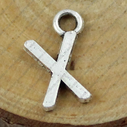 Pendant. Fashion Zinc Alloy Jewelry Findings. Letter 8x12mm. Sold by Bag