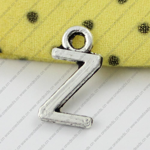 Pendant. Fashion Zinc Alloy Jewelry Findings. Letter 7x12mm. Sold by Bag