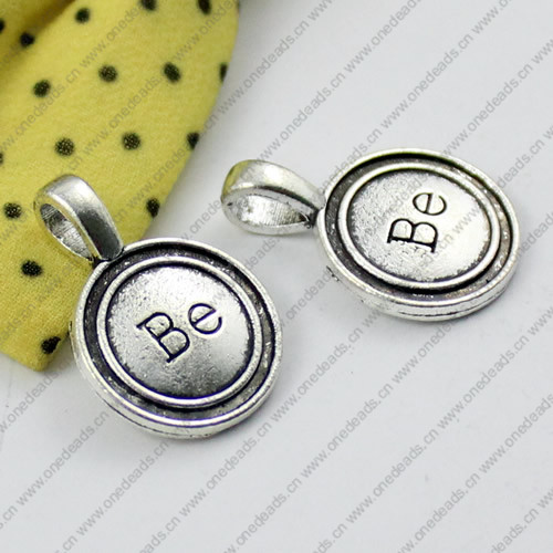 Pendant. Fashion Zinc Alloy jewelry findings. Flat Round 16x23mm. Sold by Bag
