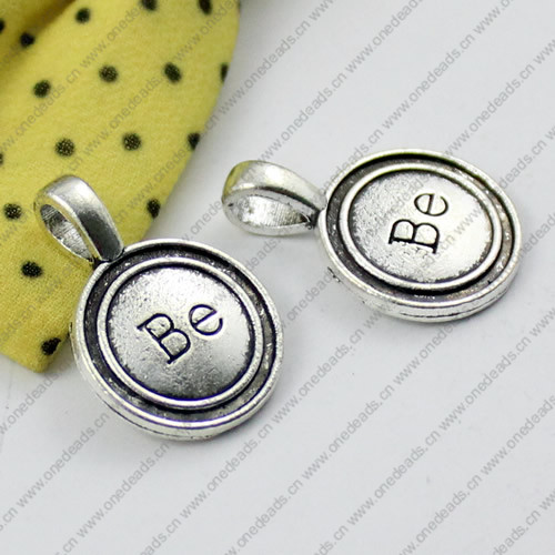 Pendant. Fashion Zinc Alloy jewelry findings. Flat Round 16x23mm. Sold by Bag