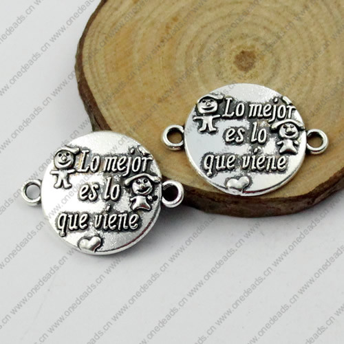 2014 Fashion Zinc Alloy Bracelet Findings with Spanish words. Wholesale Connectors 16x22mm. Sold by Bag