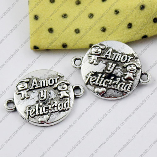 2014 Fashion Zinc Alloy Bracelet Findings with Spanish words. Wholesale Connectors 16x22mm. Sold by Bag
