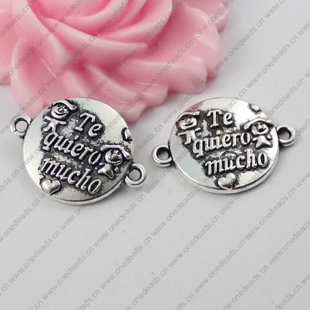 2014 Fashion Zinc Alloy Bracelet Findings with Spanish words. Wholesale Connectors 16x22mm. Sold by Bag