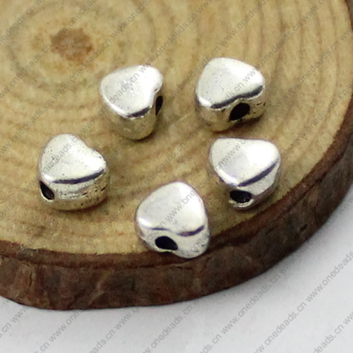 Beads. Fashion Zinc Alloy jewelry findings. Heart 5x4x3mm. Hole size:1mm. Sold by KG