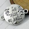 2014 Fashion Zinc Alloy Bracelet Findings with Spanish words. Wholesale Connectors 16x22mm. Sold by Bag
