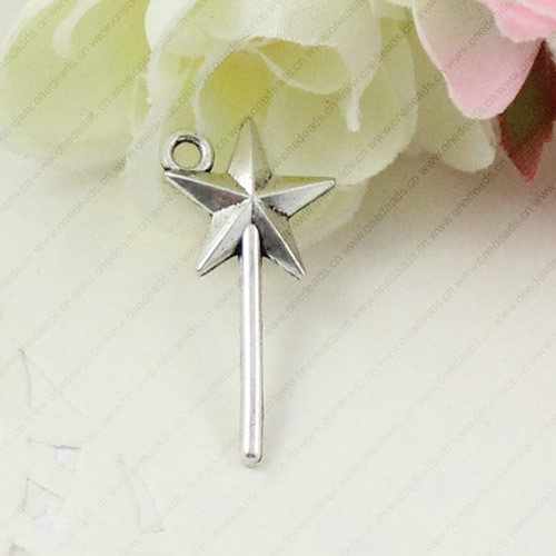 Pendant. Fashion Zinc Alloy jewelry findings. Star Magic Stick 26x13mm. Sold by KG