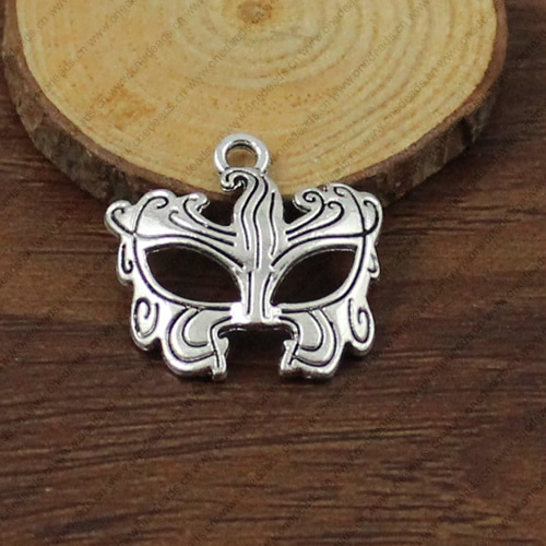 Pendant. Fashion Zinc Alloy jewelry findings. Face mask  22x22mm. Sold by KG