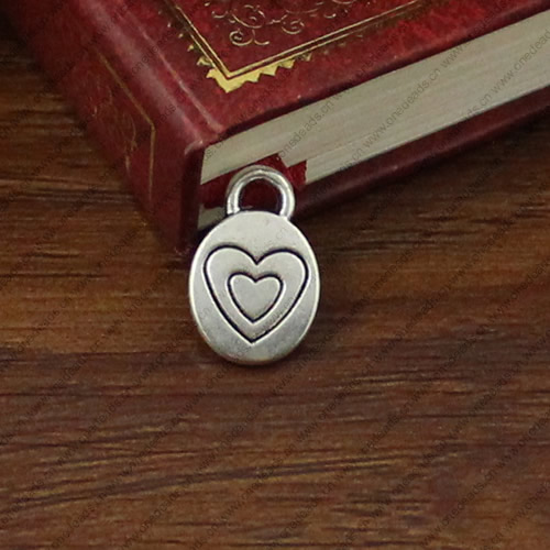 Pendant. Fashion Zinc Alloy jewelry findings. Heart 15x10mm. Sold by KG
