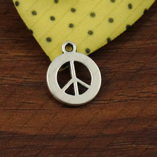 Pendant. Fashion Zinc Alloy jewelry findings. Peace 17x14mm. Sold by KG