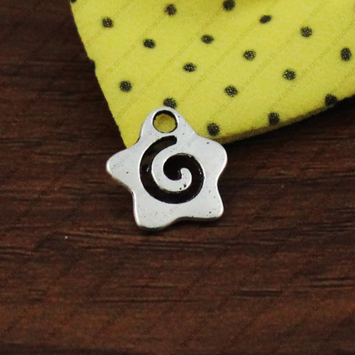 Pendant. Fashion Zinc Alloy jewelry findings. Star 14x13mm. Sold by KG