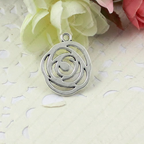 Pendant. Fashion Zinc Alloy jewelry findings. Flower 25x20mm. Sold by KG