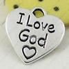 Pendant. Fashion Zinc Alloy jewelry findings. Heart 18x17mm. Sold by KG
