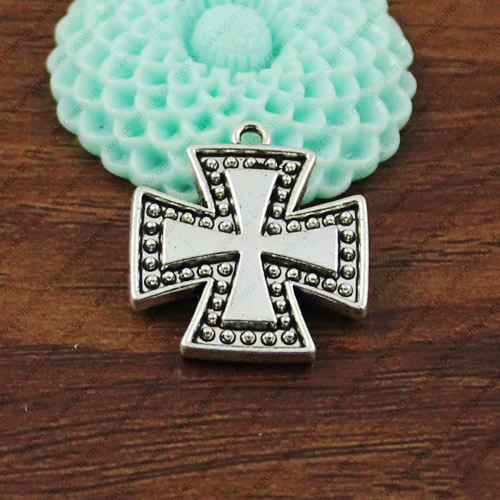 Pendant. Fashion Zinc Alloy jewelry findings. Cross 25x22mm. Sold by KG