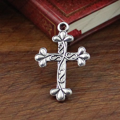 Pendant. Fashion Zinc Alloy jewelry findings. Cross 35x23mm. Sold by KG