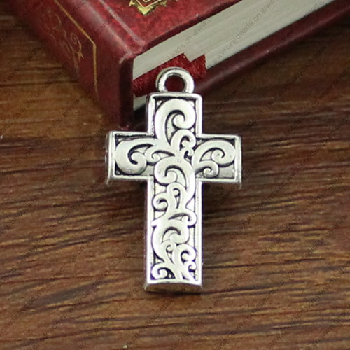 Pendant. Fashion Zinc Alloy jewelry findings. Cross 25x14mm. Sold by KG