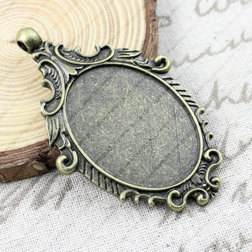 Zinc Alloy Cabochon Settings. Fashion Jewelry Findings. 71.5x45.5mm Inner dia: 41x31mm. Sold by PC