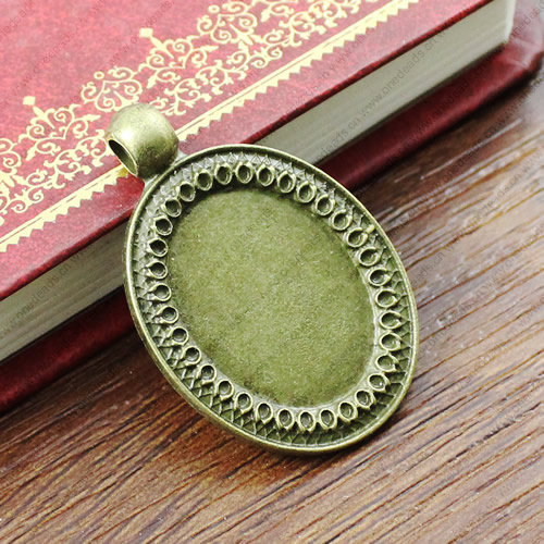Zinc Alloy Cabochon Settings. Fashion Jewelry Findings. 42x28mm Inner dia: 25.5x19.5mm. Sold by Bag