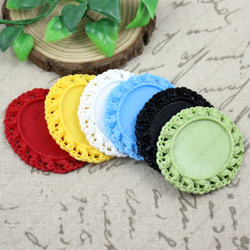 Resin Cabochon Settings, Mixed color, Fashion Jewelry findings,57x49mm Inner dia:40x30mm, Sold by PC