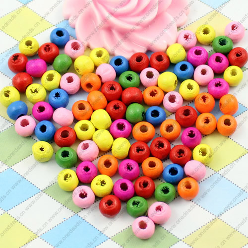 Wooden Beads, Fashion DIY-accessories for Bracelet/Necklace Mixed color Round 6mm,Hole:2.5mm Sold by KG