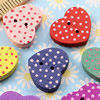 Wooden Button/Beads, Fashion DIY-accessories Mixed color Heart, 15x13mm,Hole:1mm Sold by Bag