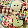 Solid Wooden Button/Beads, Fashion DIY-accessories Mixed color Mixed Pattern Flat Round, 15mm,Hole:2mm Sold by Bag
