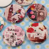 Wooden Button/Beads, Fashion DIY-accessories Mixed color Mixed Pattern Flat Round, 30mm,Hole:2.5mm Sold by Bag