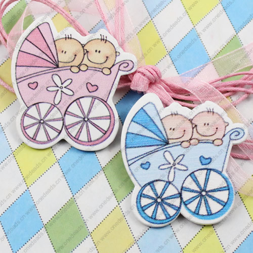 Wooden Cabochons Baby car For Barrette/Decoration Jewelry DIY-Accessories 40x38mm Sold by Bag