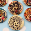 Solid Wooden Button/Beads, Fashion DIY-accessories Mixed color Mixed Pattern Flat Round, 30mm,Hole:3mm Sold by Bag
