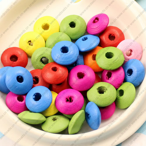 Wooden Beads, Fashion DIY-accessories for Bracelet/Necklace Mixed color Rondelle 12mm,Hole:3mm Sold by KG