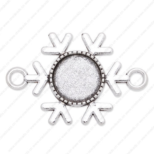 Zinc Alloy Cameo/Glass/Cabochon Frame bezel Snowflake Settings, Fashion for DIY Bracelet Jewelry findings,23x35mm,Inner Dia.:12mm Sold by PC