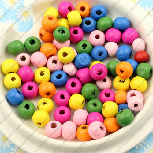 Wooden Beads, Fashion DIY-accessories for Bracelet/Necklace Mixed color Round 7x8mm,Hole:2.5mm Sold by KG