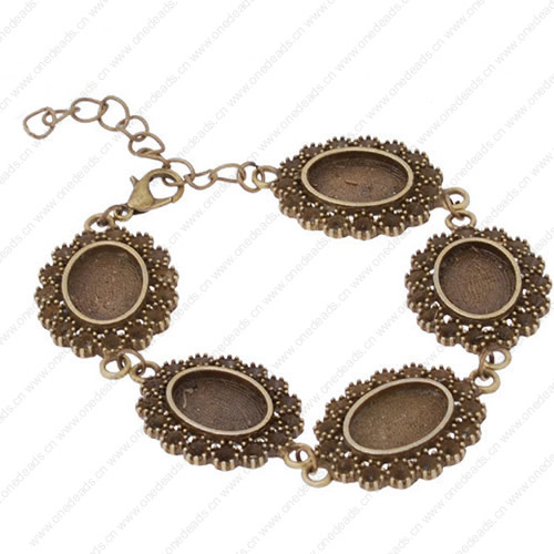 Zinc Alloy Adjustable Bracelet Settings, Fashion for DIY Bracelet Jewelry findings, About 9-inch, inner dia:10x14mm, Sold by PC