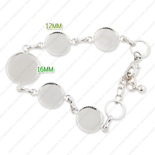 Copper Adjustable Bracelet Settings, Fashion for DIY Bracelet Jewelry findings, About 9-inch, inner dia:12mm and 16mm, Sold by PC