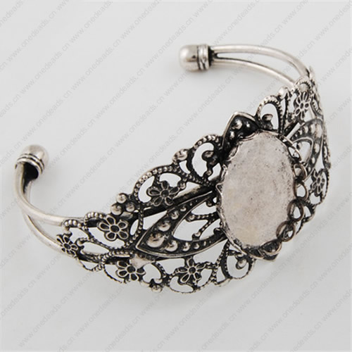 Copper Adjustable Bracelet Settings, Fashion for DIY Bracelet Jewelry findings, About 9-inch, inner dia:18x25mm, Sold by PC