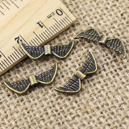 Beads. Fashion Zinc Alloy jewelry findings. Wings 22x8mm. Hole size:1.5mm. Sold by KG