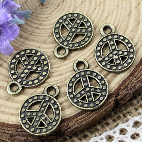 Pendant. Fashion Zinc Alloy jewelry findings. Peace 13x17mm. Sold by KG