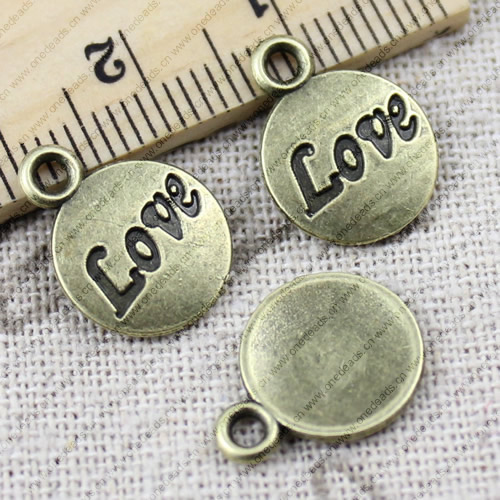 Pendant. Fashion Zinc Alloy jewelry findings. Round 15x12mm. Sold by KG