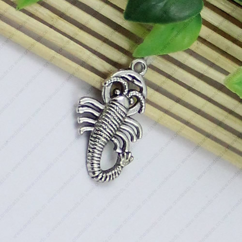 Pendant/Charm, Fashion Zinc Alloy Jewelry Findings, Lead-free, Animal 30x18mm, Sold by KG