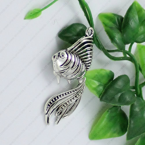 Pendant/Charm, Fashion Zinc Alloy Jewelry Findings, Lead-free, Animal 30x56mm, Sold by KG