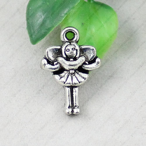 Pendant/Charm, Fashion Zinc Alloy Jewelry Findings, Lead-free, Angel 19x13mm, Sold by KG