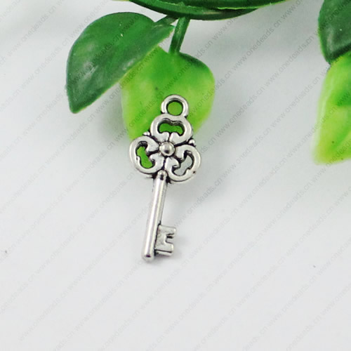 Pendant/Charm. Fashion Zinc Alloy Jewelry Findings. Lead-free. Key 23x10mm. Sold by KG