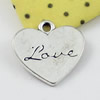 Pendant/Charm. Fashion Zinc Alloy Jewelry Findings. Lead-free. Heart 20x22mmmm. Sold by KG