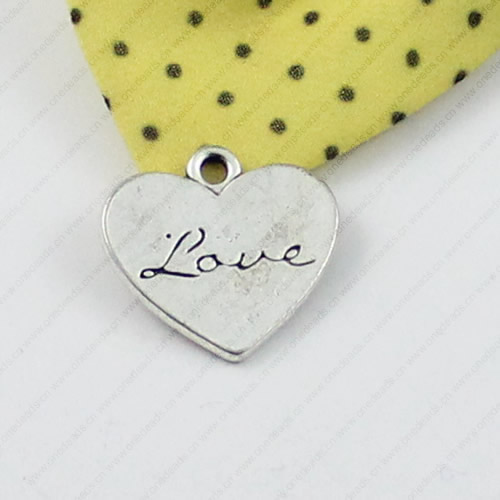 Pendant/Charm. Fashion Zinc Alloy Jewelry Findings. Lead-free. Heart 20x22mmmm. Sold by KG